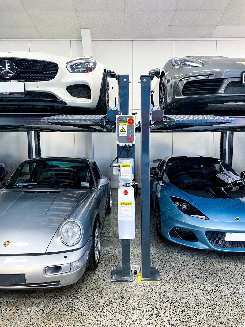 Proyecto de elevador de estacionamiento de cuatro postes para taller de autom&oacute;viles en Nueva Zelanda 